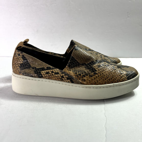 Vince Sneakers Womens 7.5M EUR 37.5 Saxon 2 Snakeskin Leather Platform Slip On - Picture 6 of 12